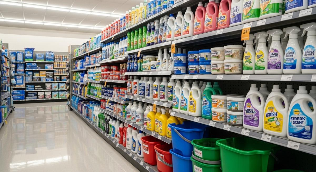 Funcionário organizando entrega de produtos de limpeza